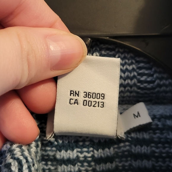 Vintage Calvin Klein Blue White Stripes Turtleneck Ribbed Knit Sweater - Picture 6 of 6